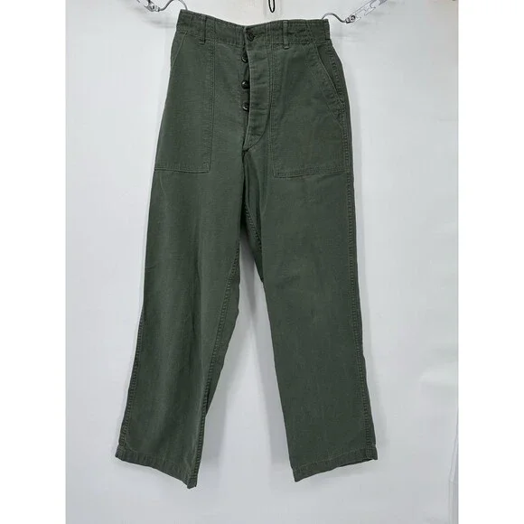 Vintage US Army OG-107 Pants Men 28 x30 Sateen Military Vietnam‎ Trousers - Picture 3 of 13